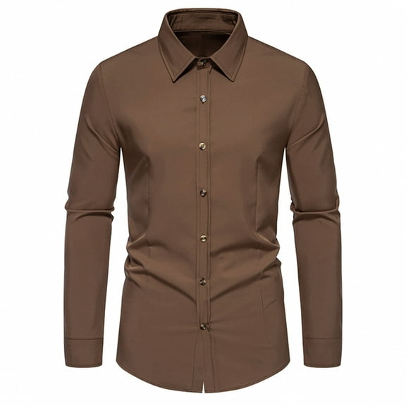 LIaqionyy Mens Dress Shirts Classic Button down Cotton Solid Color Formal Business Wedding Casual Shirt