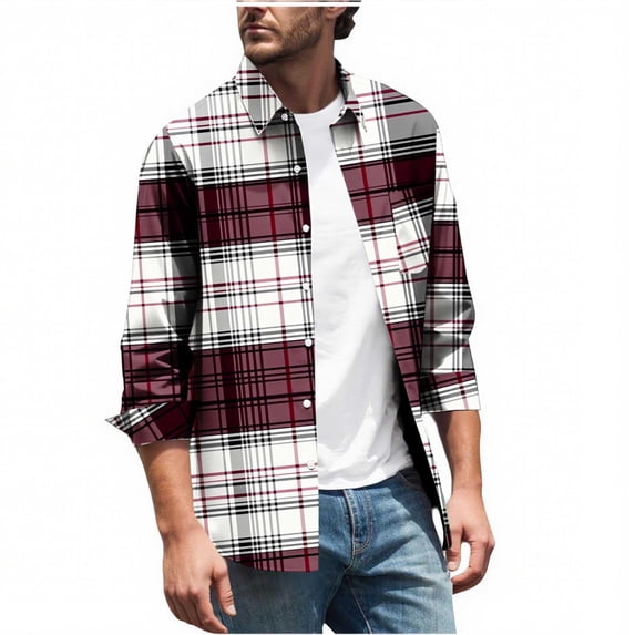 LIaqionyy Mens Flannel Shirt Casual Button down Plaid Shirts Soft Collared Long Sleeve Tops with Pockets