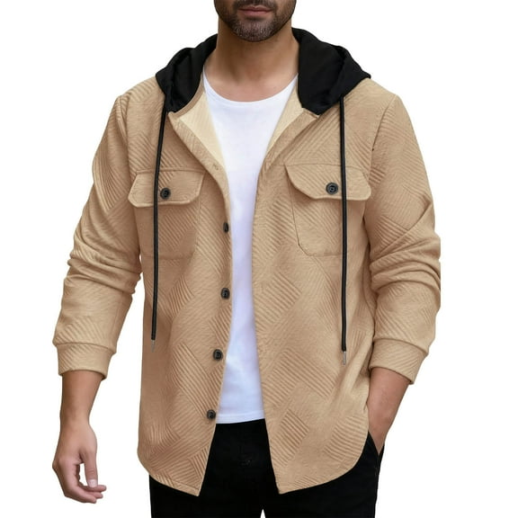 LIaqionyy Mens Hoodie Jacket Casual Drawstring Button down Jackets Clothes Winter Outfits with Pocket