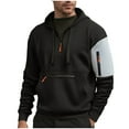thumbnail image 1 of LIaqionyy Mens Hoodie Quarter Zip Sweatshirt Cargo Pullover Drawstring Workout Sweatshirts with Pocket, 1 of 7