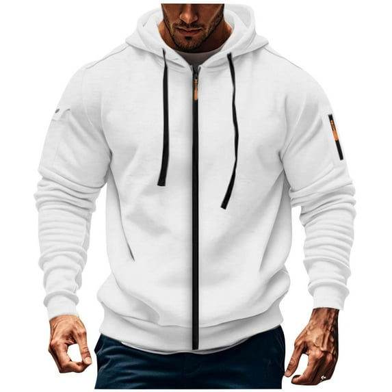 LIaqionyy Mens Hoodies Sweatshirts Full Zip Jacket Casual Drawstring Cargo Sweatshirt Jackets with Pocket
