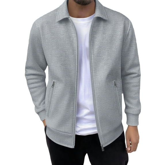 LIaqionyy Mens Jacket Sweatshirts Full Zip Casual Mock Neck Long Sleeve Tops Soft Fall Coats with Pocket