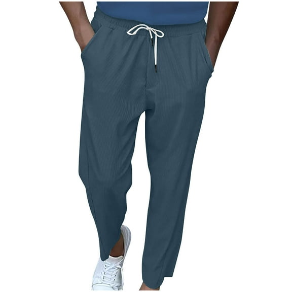 LIaqionyy Mens Jogger Sweatpants Pants Drawstring Workout Elastic Waist Running Breathable Jogging Pant