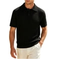 thumbnail image 1 of LIaqionyy Mens Knit Shirt Collared Short Sleeve Texture Summer Vacation Beach Stretchy Golf Tees Shirts Clothes, 1 of 6
