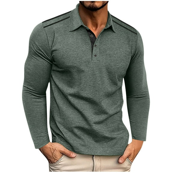 LIaqionyy Mens Long Sleeve Shirts Business Casual Solid Color Collared Tee Basic Button Fashion Tops Work Shirts