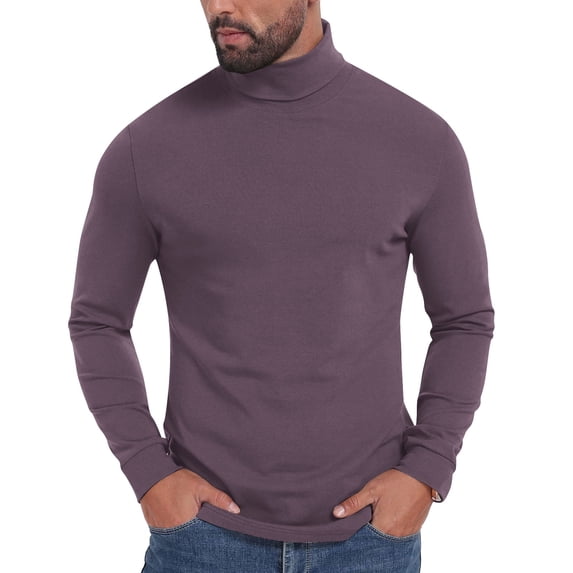 LIaqionyy Mens Mock Turtleneck T Shirt Long Sleeve Basic Slim Undershirt Pullover Thermal Solid Color Tops