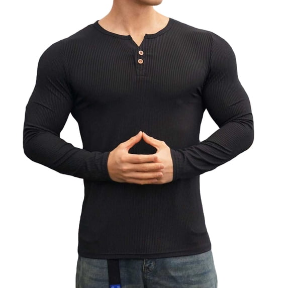 LIaqionyy Mens Muscle Shirt Slim Crewneck Long Sleeve Casual Workout T ...