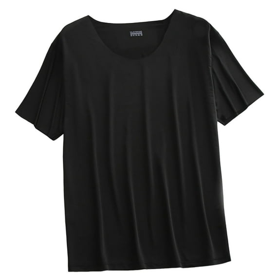 LIaqionyy Mens Pajama Short Sleeve Crew Neck Comfortable Casual Breathable Lightweight Workout Soft Tee Shirt L-5XL