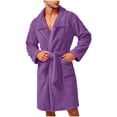 thumbnail image 1 of LIaqionyy Mens Plush Fleece Robe Collared Bathrobe Fuzzy Soft Comfortable Warm Fall Winter Clothes with Pockets, 1 of 7