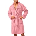 thumbnail image 1 of LIaqionyy Mens Plush Fleece Robe Collared Bathrobe Fuzzy Soft Comfortable Warm Fall Winter Clothes with Pockets, 1 of 6