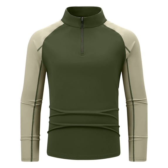 LIaqionyy Mens Quarter Zip Shirt Mock Neck Long Sleeve Running Hiking Casual Workout Pullover Tops with Pockets