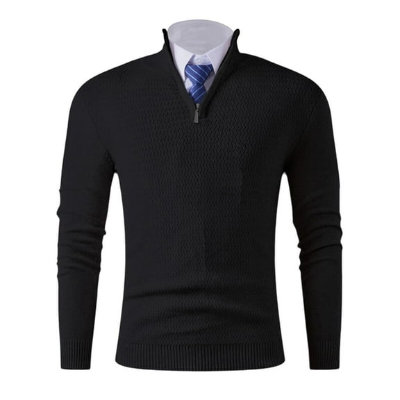 LIaqionyy Mens Quarter Zip Sweater Knitted Turtleneck Pullover Winter Warm Business Casual Dress Slim Sweaters