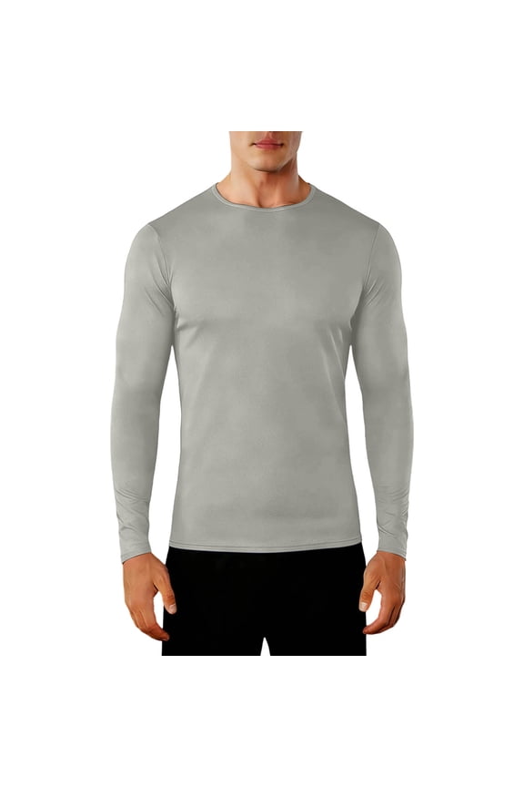Mens Shirts Running Base Layer Stretch Long Sleeve Undershirts Tops Athletic Gym Workout Shirt