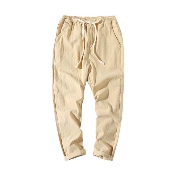 LIaqionyy Mens Sweatpants Cropped Pants Cotton Open Bottom Straight Leg Casual Yoga Pant with Pocket M-5XL