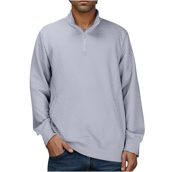 LIaqionyy Mens Sweatshirt Casual Mock Neck Long Sleeve Quarter Zip Fall Pullover Sweatshirts Fashion Clothes