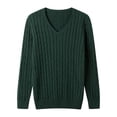 thumbnail image 1 of LIaqionyy Mens V Neck Sweater Cable Knit Long Sleeve Casual Slim Fall Winter Ribbed Pullover Sweaters, 1 of 7