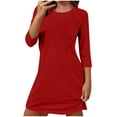 thumbnail image 1 of LIaqionyy Nightgown for Womens Sleepwear 3/4 Sleeve Solid Color Nightshirts Sleepshirt Casual Soft Dress, 1 of 7