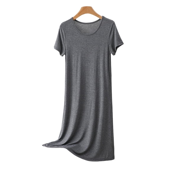 LIaqionyy Nightgowns for Womens Short Sleeve Sleepshirt Crew Neck Nightshirt Soft Sleepwear Nightshirts