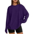 thumbnail image 1 of LIaqionyy Oversized Long Sleeve for Womens T Shirts Basic Crewneck Tee Fall Tops Casual Workout Clothes, 1 of 6