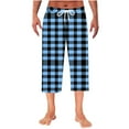 thumbnail image 1 of LIaqionyy Pajama Capri Short for Men Plaid Pants Lounge Lightweight Comfy Drawstring Bottoms with Pockets, 1 of 7