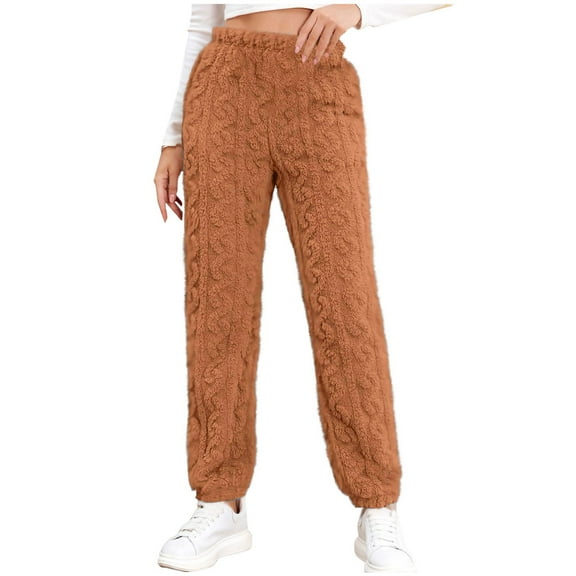 LIaqionyy Pajama Pants for Women Comfy Fuzzy Pjs Bottoms with Pockets Fleece Sleepwear Soft Winter Pant