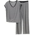 thumbnail image 1 of LIaqionyy Plus Size Pajama Sets for Women 2 Piece Striped Sleeveless Pjs Lounge Set V Neck Tops Loose Pants Soft Sleepwear, 1 of 3