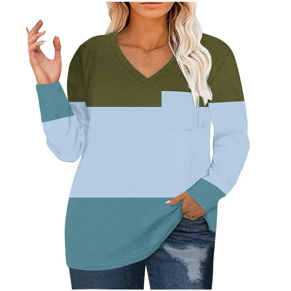 LIaqionyy Plus Size Shirts for Women Dressy Casual Loose Tunic Blouse Fall Clothes V Neck Work Pullover Tops