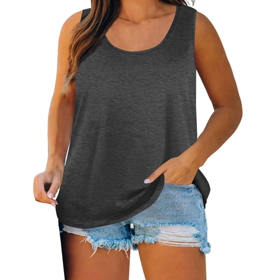 LIaqionyy Plus Size Tank Tops for Womens Summer Sleeveless Scoop Neck T Shirts Top Casual Tees Tunics Shirt