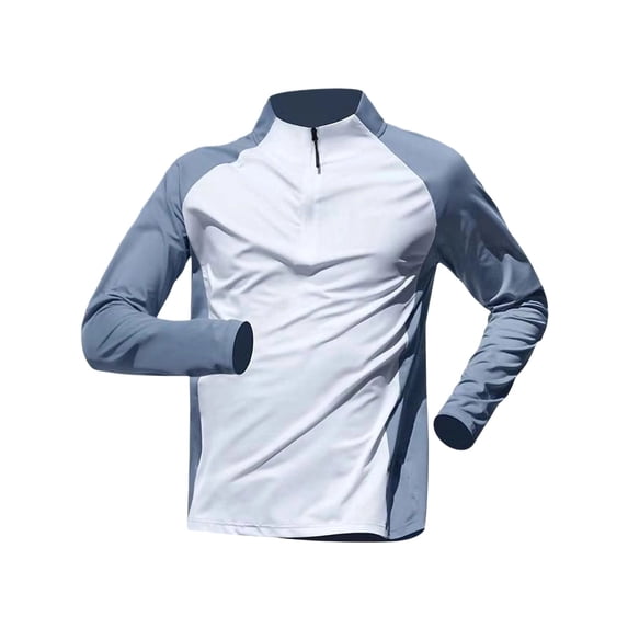 LIaqionyy Quick Dry Shirts for Mens Quarter Zip Pullover Long Sleeve Casual Workout Lightweight Athletic Tops