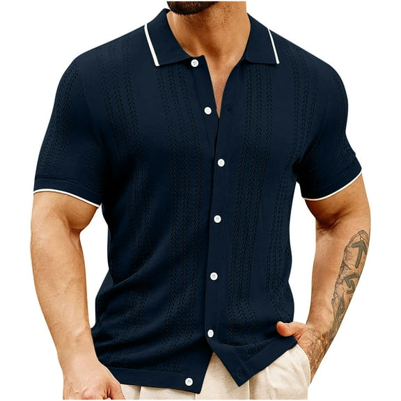 LIaqionyy Shirts for Mens Kint Short Sleeve Button down Fashion Lightweight Beach Vacation Work Tops