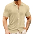 thumbnail image 1 of LIaqionyy Shirts for Mens Kint Short Sleeve Button down Fashion Lightweight Beach Vacation Work Tops, 1 of 5