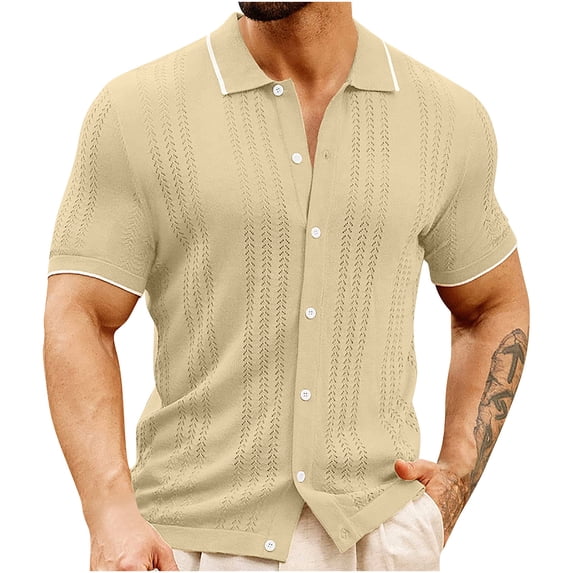 LIaqionyy Shirts for Mens Kint Short Sleeve Button down Fashion Lightweight Beach Vacation Work Tops