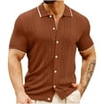 thumbnail image 1 of LIaqionyy Shirts for Mens Kint Short Sleeve Button down Fashion Lightweight Beach Vacation Work Tops, 1 of 5
