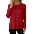 thumbnail image 1 of LIaqionyy Shirts for Womens Crewneck Oversize Long Sleeve Basics Workout Tops Fall Trendy Winter Clothes, 1 of 6