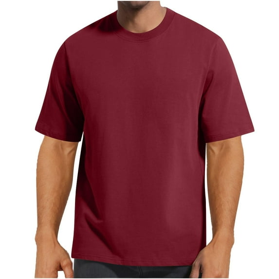 LIaqionyy Short Sleeve Shirts for Mens Cotton Crew Neck Soft Casual Solid Color T Shirt Breathable Tops