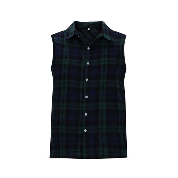 LIaqionyy Sleeveless Shirt for Men Plaid Button down Casual Summer Vacation Shirts Lightweight Tops Clothes