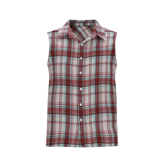 LIaqionyy Sleeveless Shirt for Men Plaid Button down Casual Summer Vacation Shirts Lightweight Tops Clothes