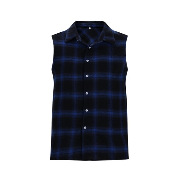 LIaqionyy Sleeveless Shirt for Men Plaid Button down Casual Summer Vacation Shirts Lightweight Tops Clothes