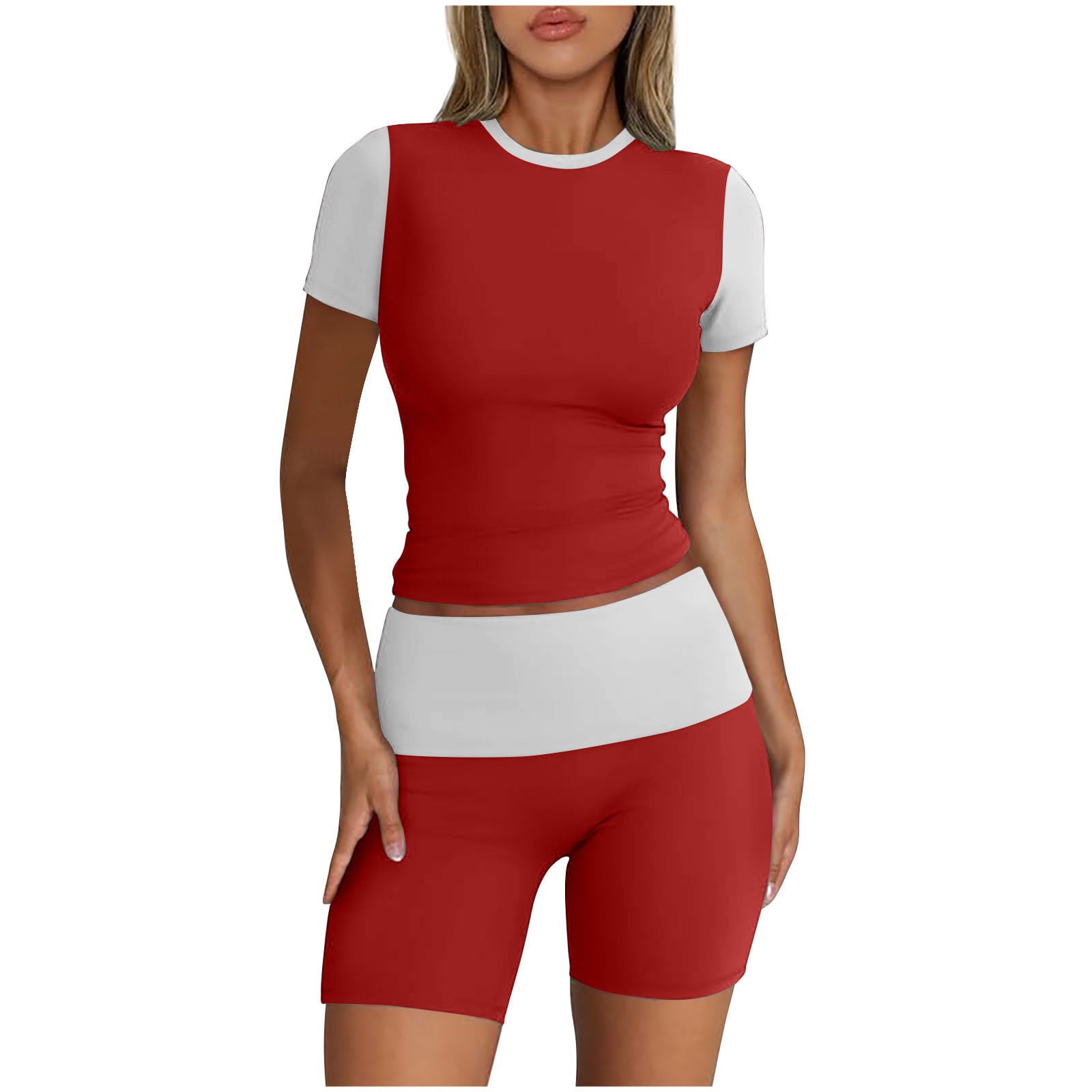 Two Piece Short Sleeve Top Leggings Tracksuit Outfits