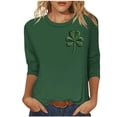 thumbnail image 1 of LIaqionyy St Patrick's Day Women Shamrock Graphic T-Shirt 3/4 Sleeve Crewneck Loose Casual Festival Tops, 1 of 4