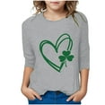 thumbnail image 1 of LIaqionyy St Patricks Day Shirt Kids Boys Girls 3/4 Sleeve Crewneck Tshirt Casual Loose Shamrock Tops, 1 of 4
