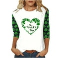 thumbnail image 1 of LIaqionyy St Patricks Day Shirt Women Shamrock 3/4 Sleeve Crewneck Graphic Tee Tops Green T Shirts, 1 of 3