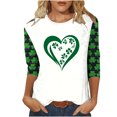 thumbnail image 1 of LIaqionyy St Patricks Day Shirt Women Shamrock 3/4 Sleeve Crewneck Graphic Tee Tops Green T Shirts, 1 of 3