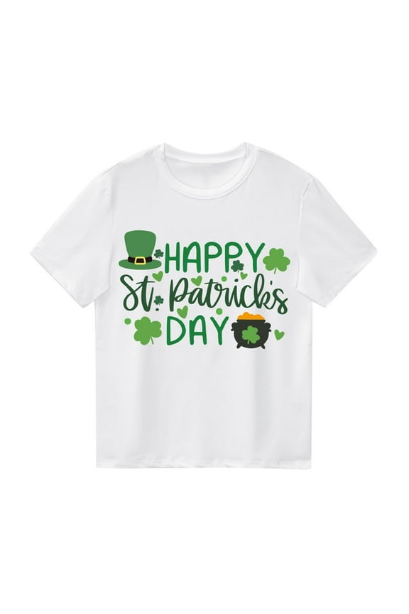 St Patricks Day Shirt for Toddler Boys Girls Kids Shamrock Round Neck Short Sleeve T-Shirt,1-12Y