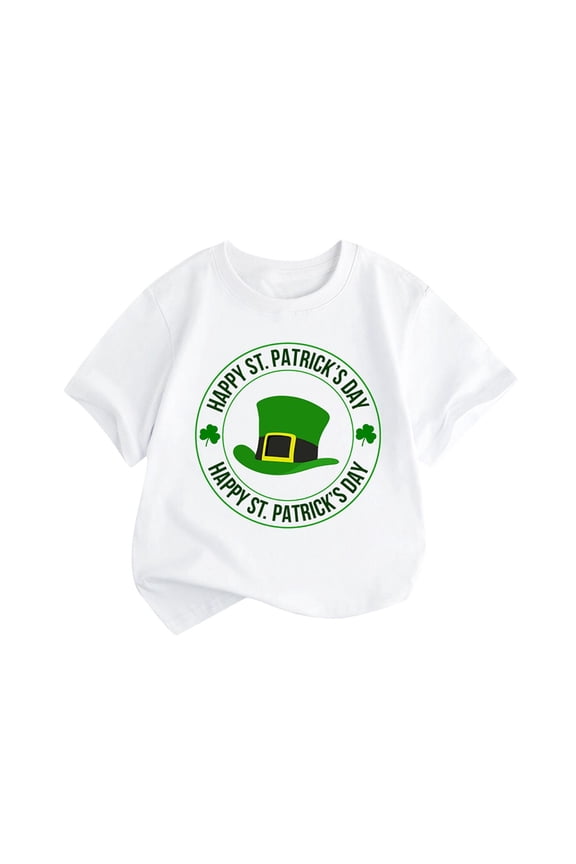 St Patricks Day Shirt for Toddler Boys Girls Kids Shamrock Round Neck Short Sleeve T-Shirt,1-12Y