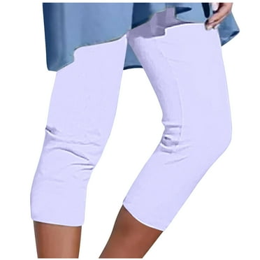 LIaqionyy Summer Capris for Women 2024 Casual Gradient Leggings Elastic High Waisted Stretch Cropped Beach Pants