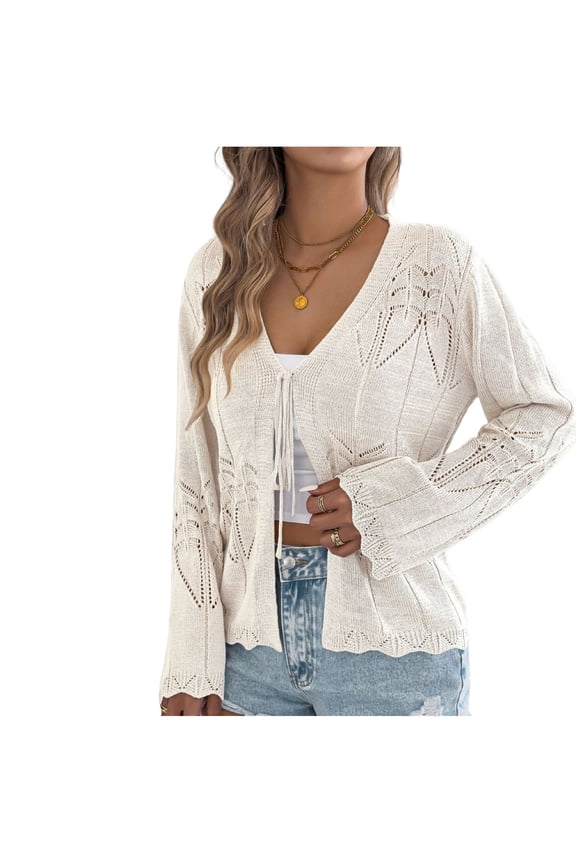 Summer Cardigan for Womens Lightweight Crochet Sweaters Open Front Boho Knit Cover up Cardigans