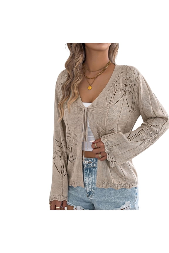 Summer Cardigan for Womens Lightweight Crochet Sweaters Open Front Boho Knit Cover up Cardigans