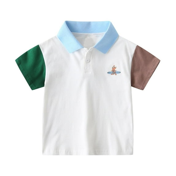 LIaqionyy Summer Shirts for Boys Girls Casual Short Sleeve Lapel Comfy Cotton T-Shirts Kids Cute Clothes