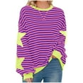 thumbnail image 1 of LIaqionyy Sweatshirt for Women Oversized Crewneck Striped Long Sleeve Pullover Shirts Cute Top Fall Outfits, 1 of 7